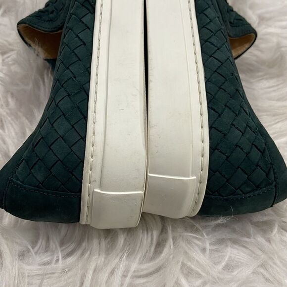 M Gemi Cercio Green Leather Basket Weave Slip On Sneaker Sz 37 1/2 - Picture 9 of 16